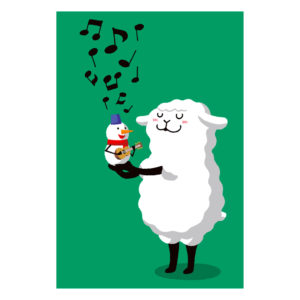 雪だるまの歌を聴く羊