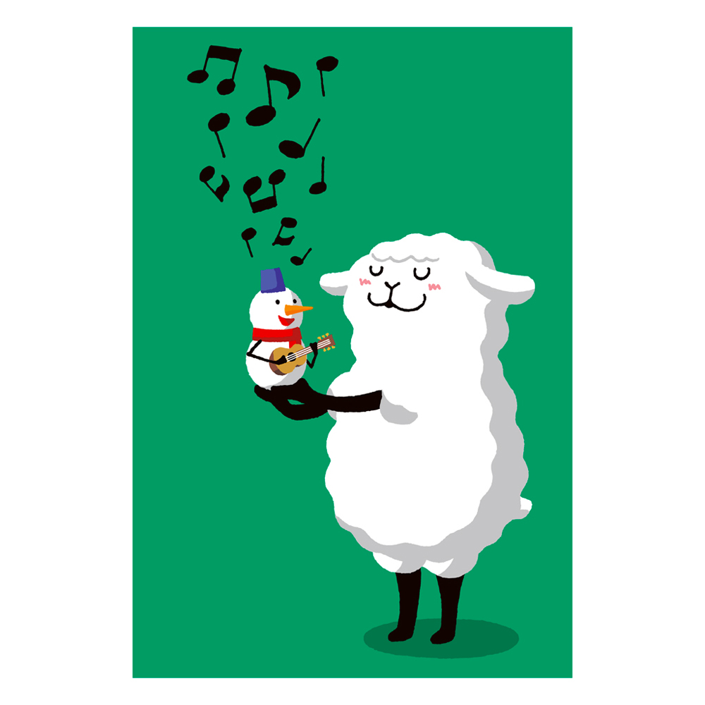 雪だるまの歌を聴く羊